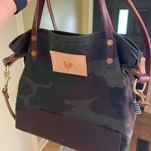 Meanwhile back on the farm wax canvas small hand tote and crossbody